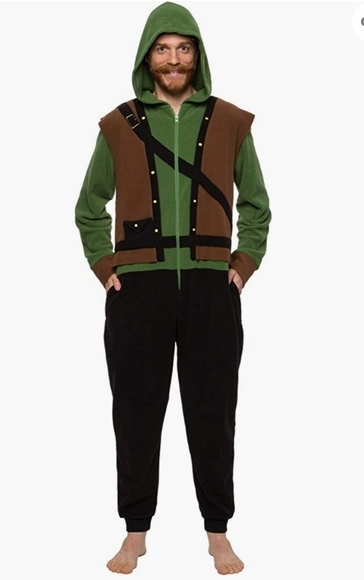 Silver Lilly FUNZIEZ! Robin Hood Unisex Adult Costume Pajamas Onesie Size M - Picture 3 of 10
